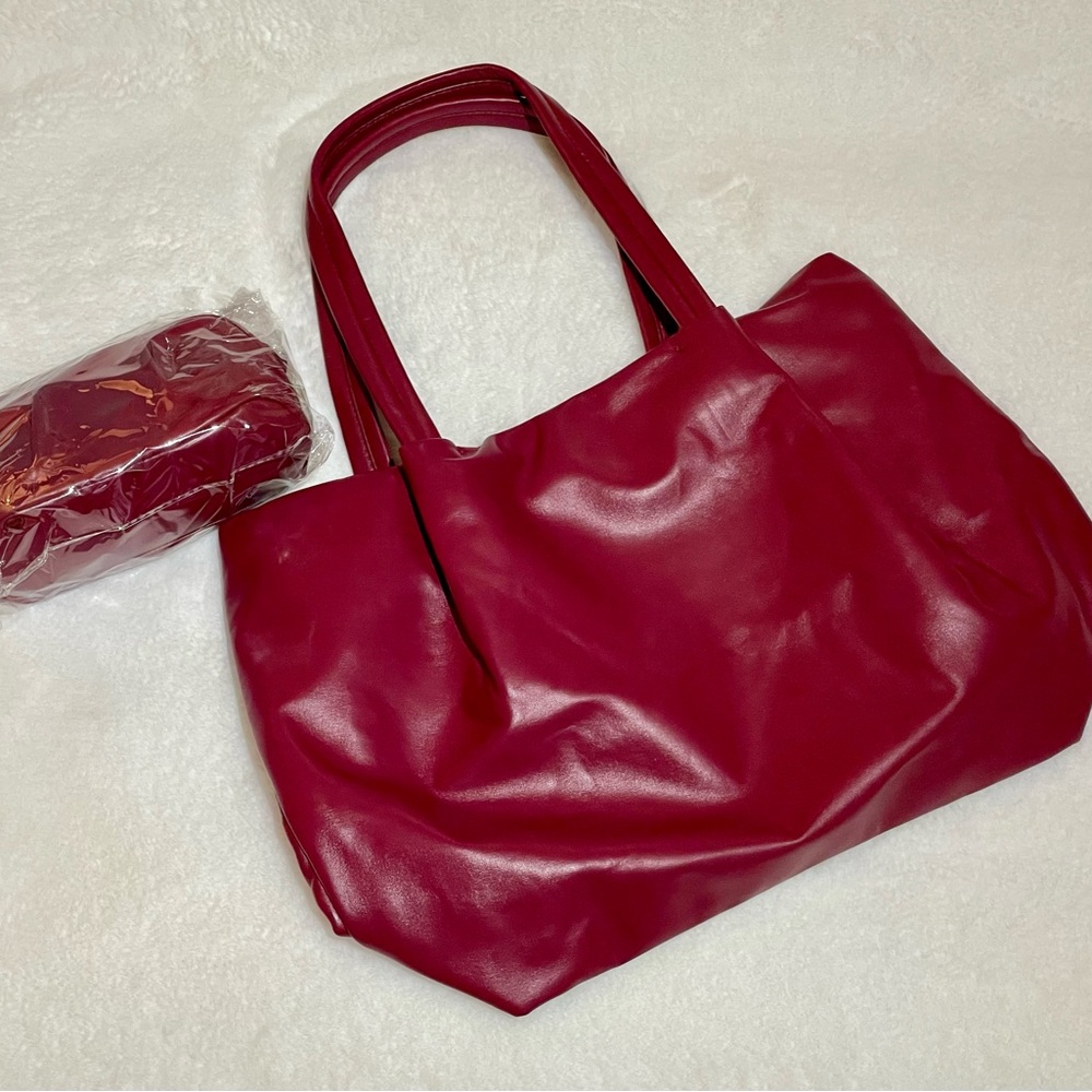 NWT NEIMAN MARCUS RED TOTE & COSMETIC SMALL POUCH